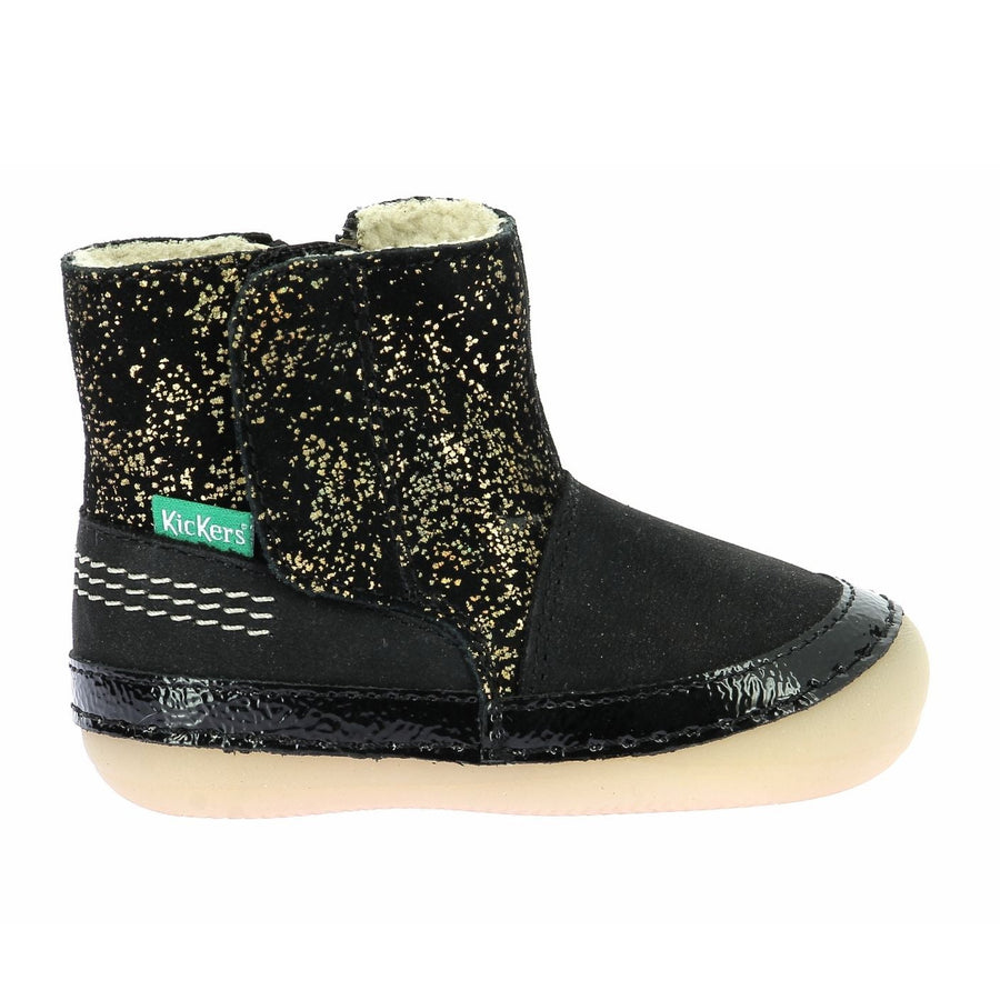 Kickers Sokifaune Bottes Noir Or