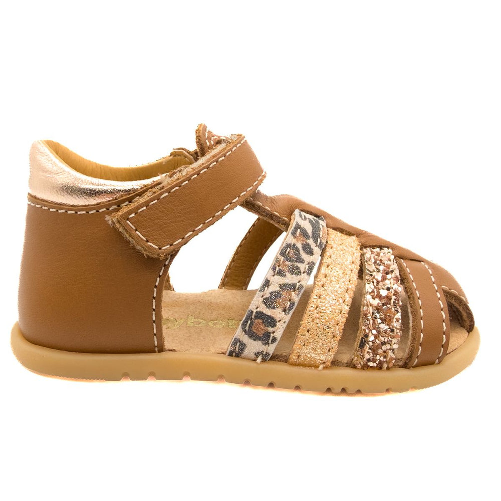 Babybotte barefoot Gaufrette Velcros Cognac