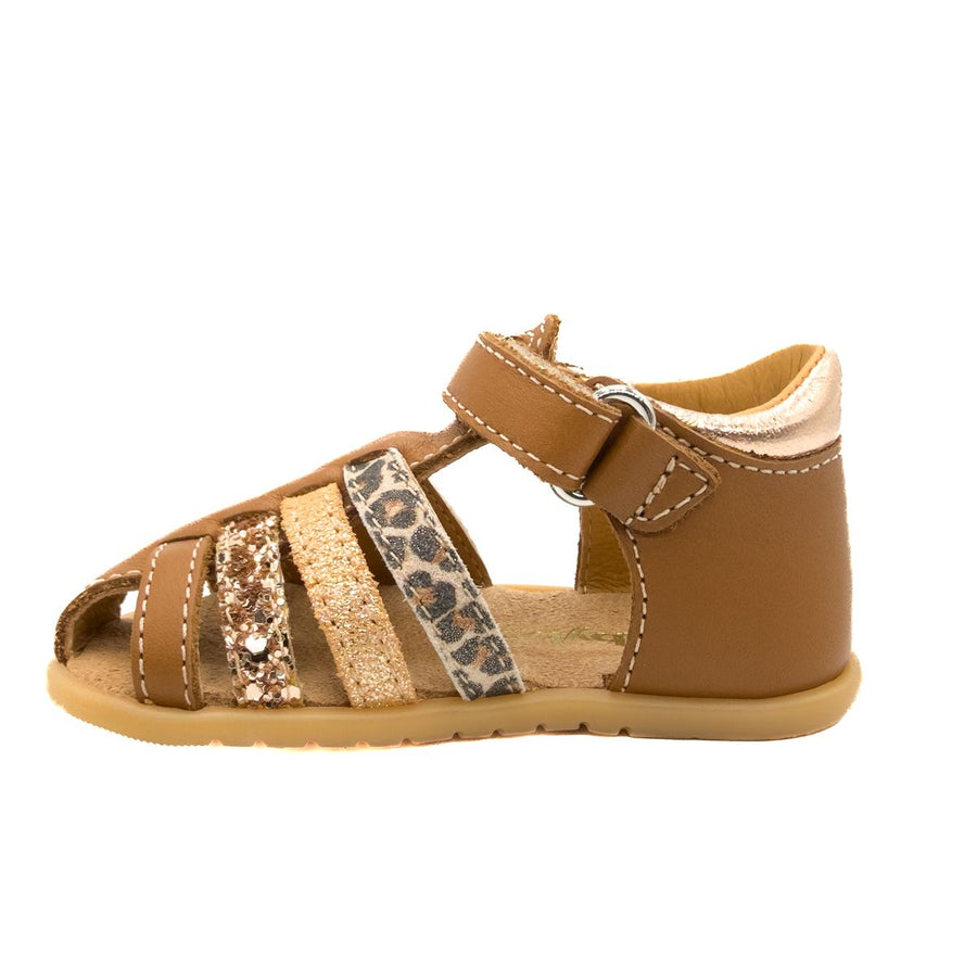 Babybotte barefoot Gaufrette Velcros Cognac