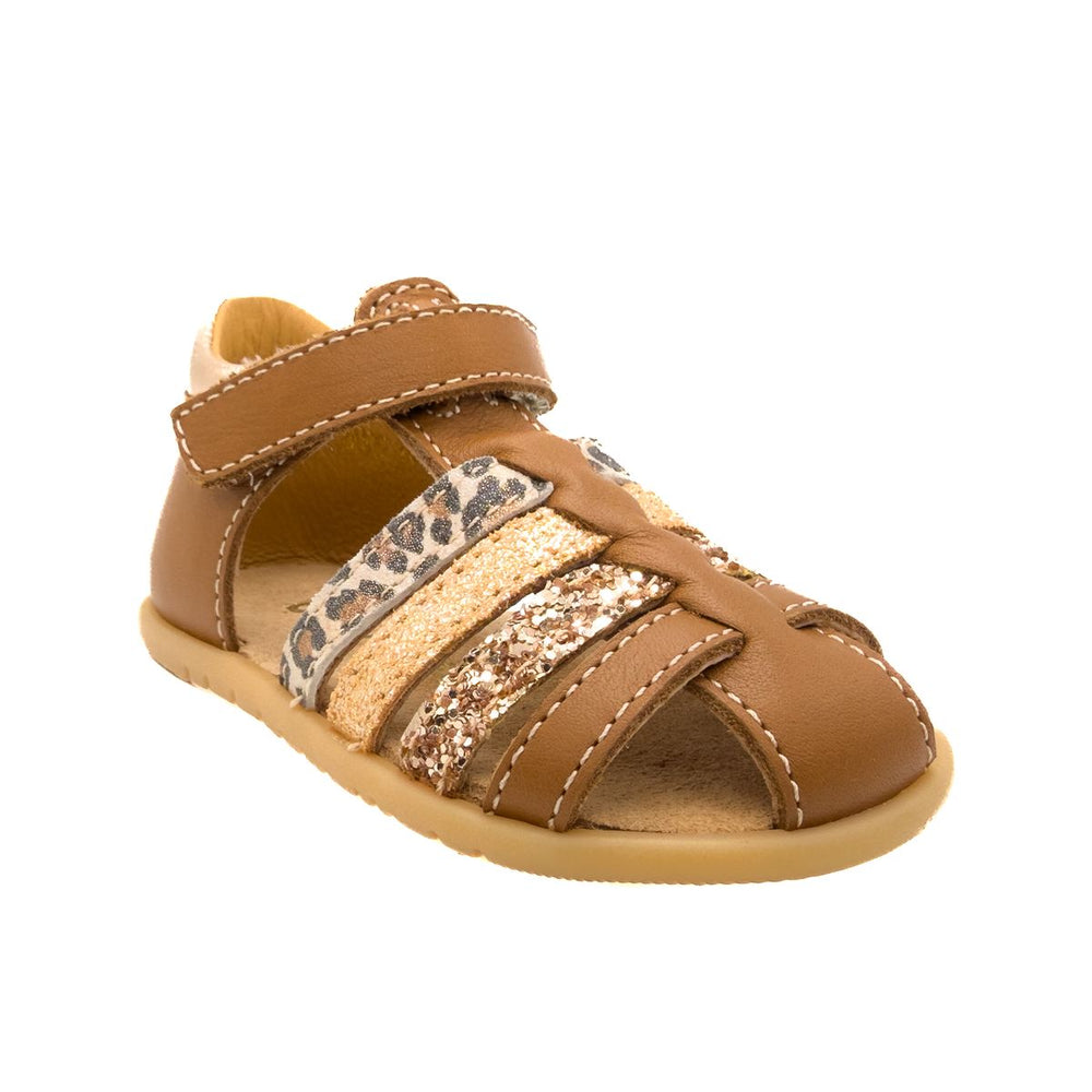 Babybotte barefoot Gaufrette Velcros Cognac