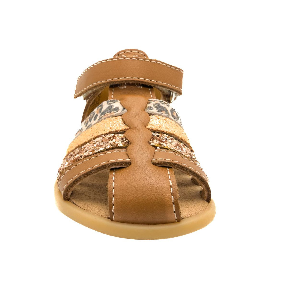 Babybotte barefoot Gaufrette Velcros Cognac