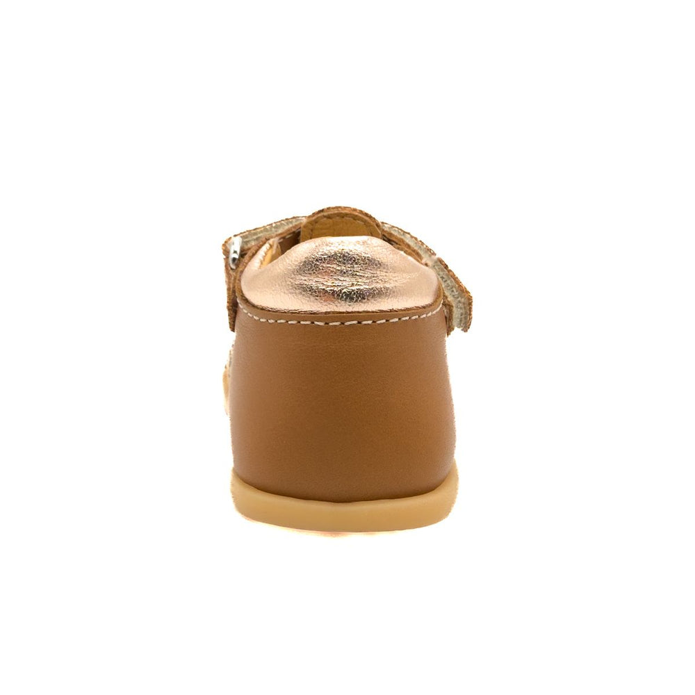 Babybotte barefoot Gaufrette Velcros Cognac