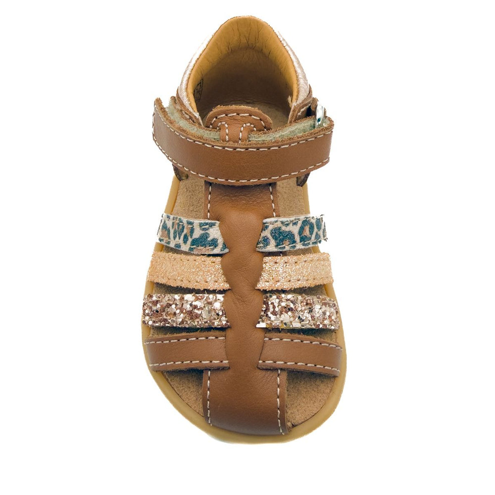 Babybotte barefoot Gaufrette Velcros Cognac
