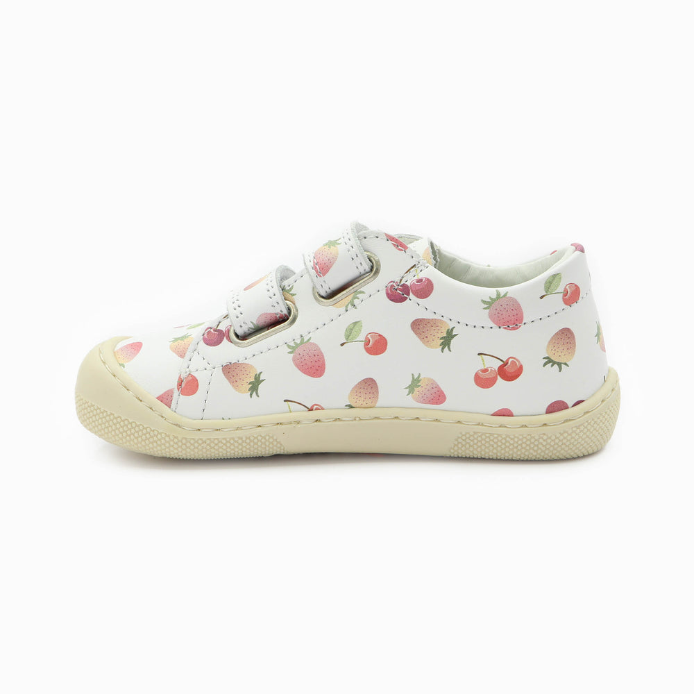 Naturino Barefoot Rabir Velcros Cherries And Strawberry White