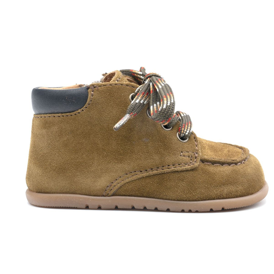 Babybotte barefoot Derbies Zip Velour Kaki