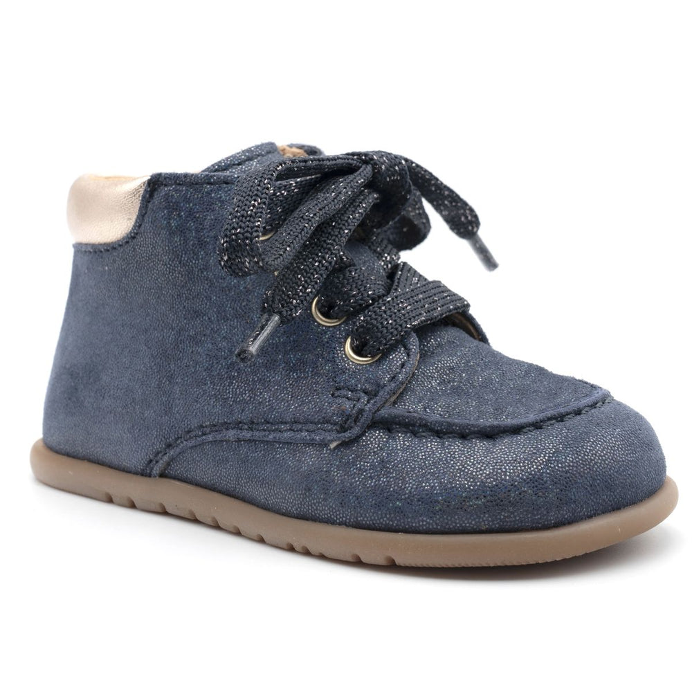 Babybotte barefoot Derbies Zip Confetti Blue Paillettes