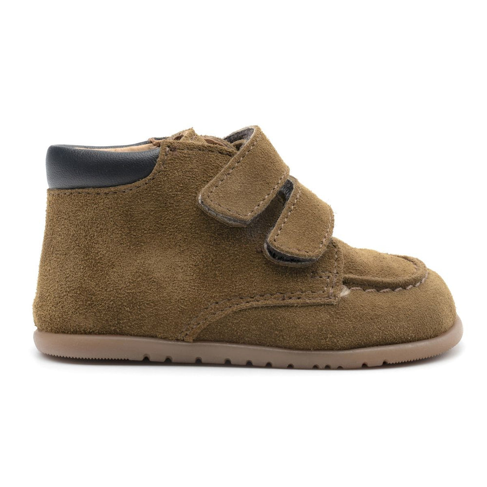 Babybotte barefoot Derbies Velcro Velour Kaki