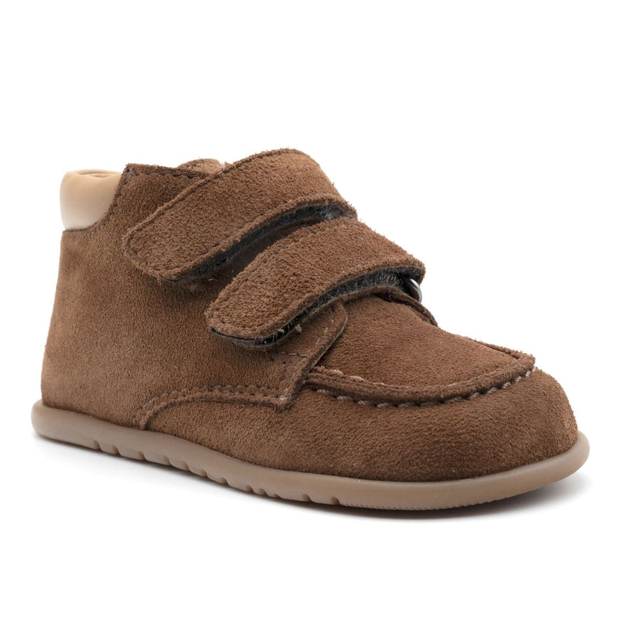 Babybotte barefoot Derbies Velcro Velour Cuoio