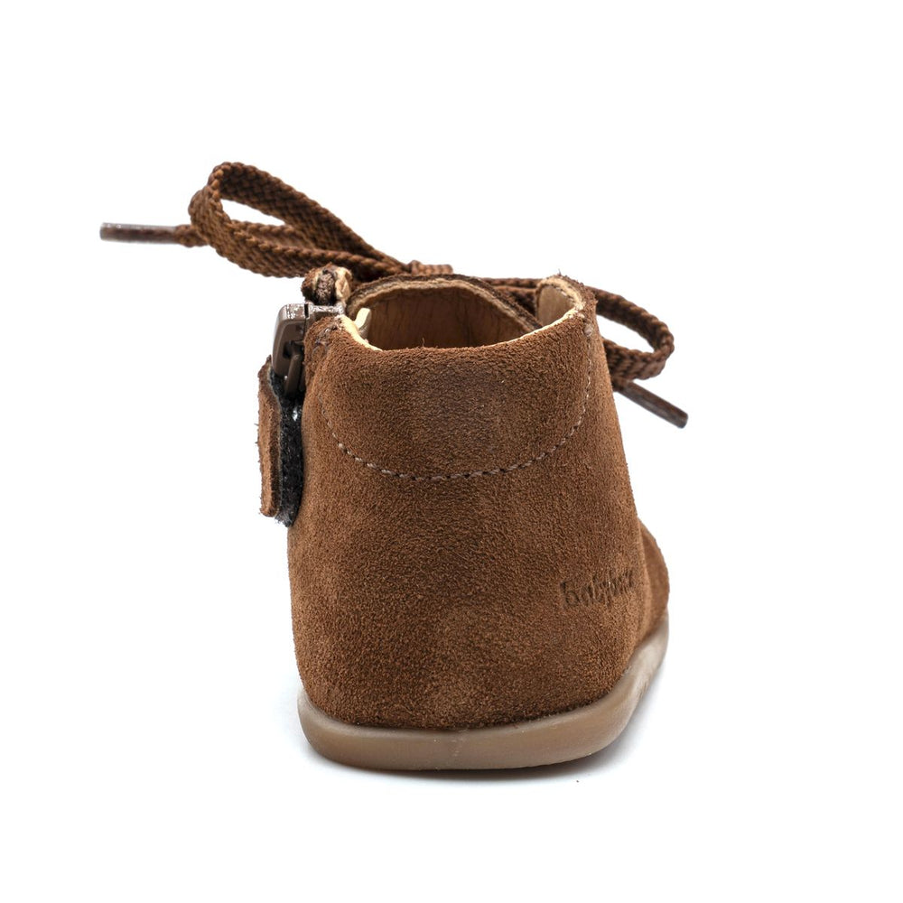 Babybotte barefoot Fredy Zip Velour Cuoio