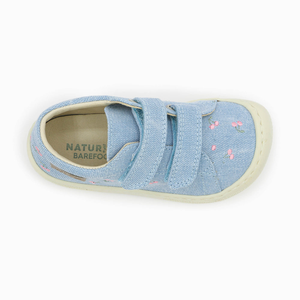 Naturino Barefoot Rabir Velcros Cherry Canvas Celeste