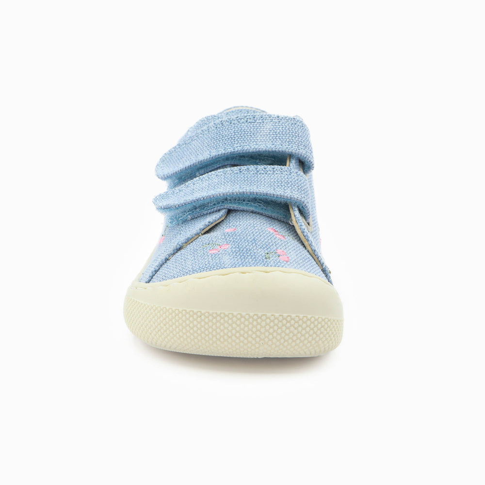 Naturino Barefoot Rabir Velcros Cherry Canvas Celeste