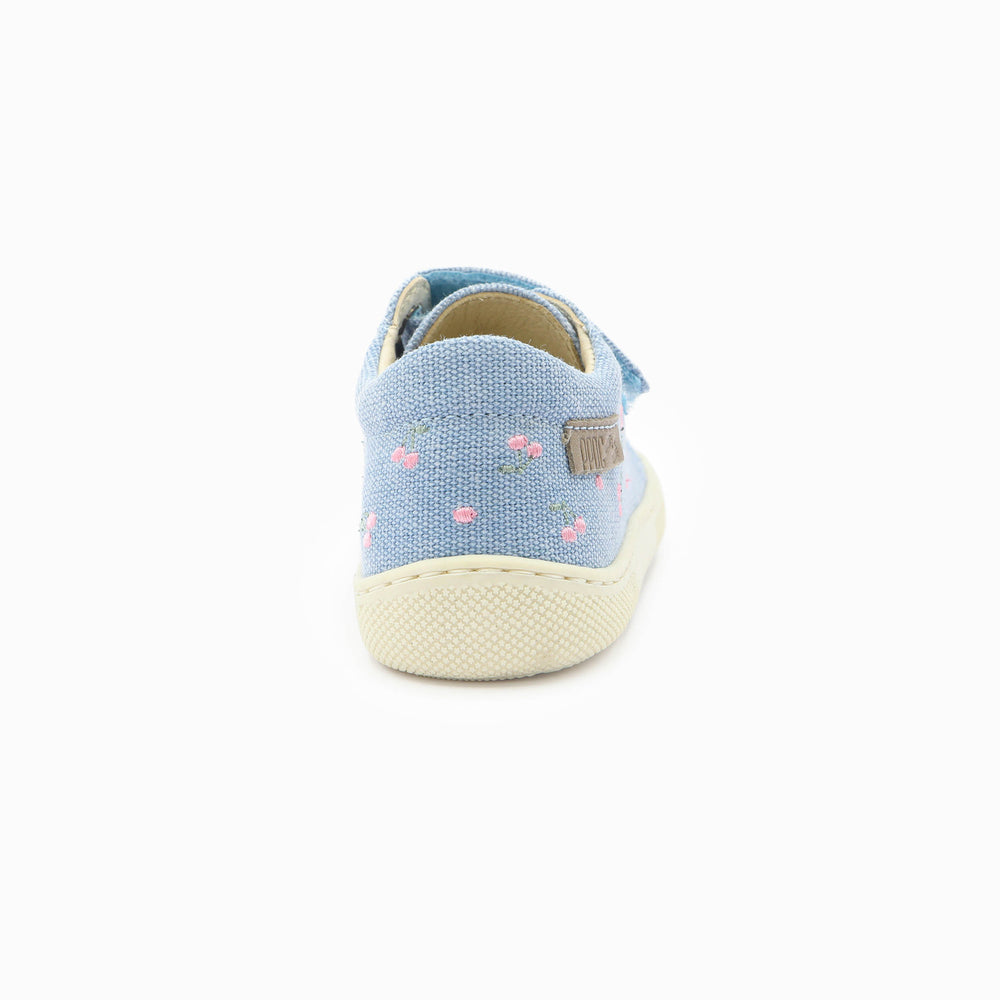 Naturino Barefoot Rabir Velcros Cherry Canvas Celeste