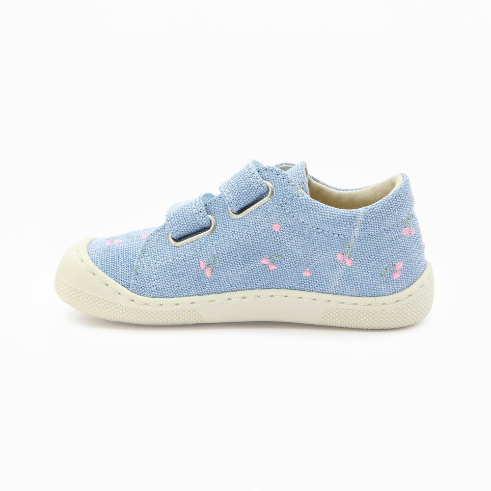 Naturino Barefoot Rabir Velcros Cherry Canvas Celeste