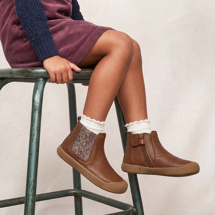 Acebos Barefoot Botin Sparkle Cuero