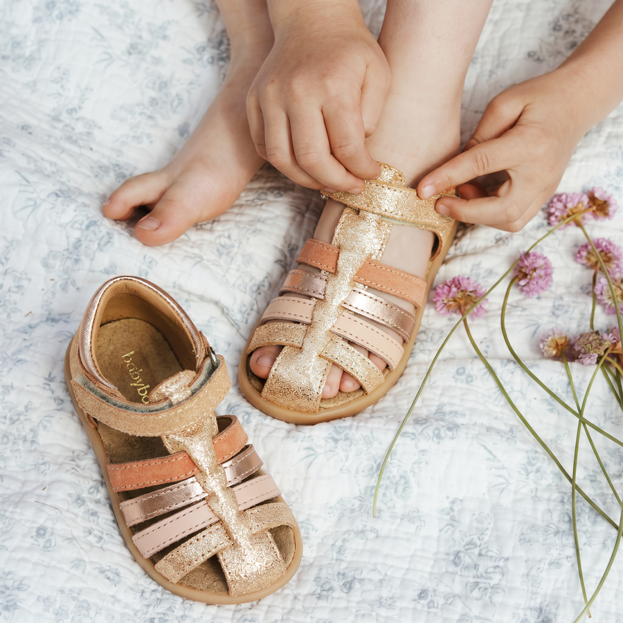 Babybotte barefoot Gaufrette Velcros Ivoire