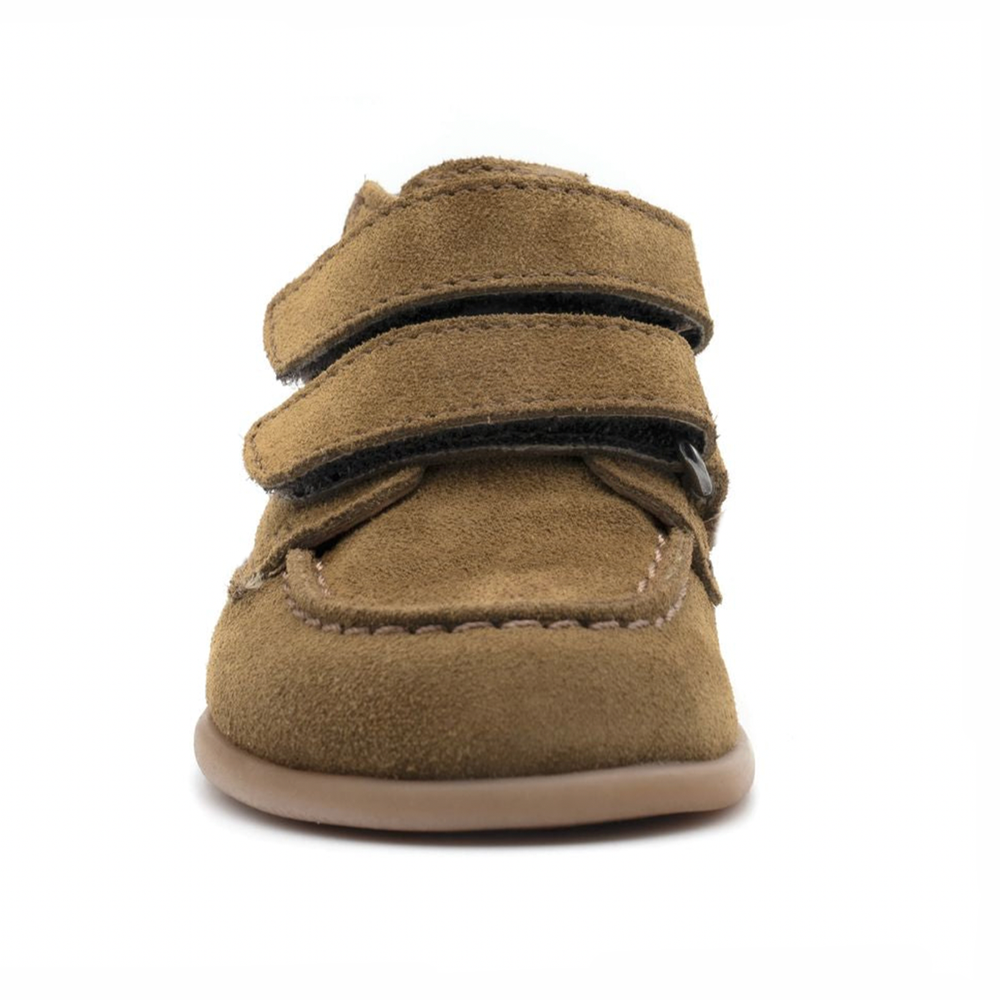 Babybotte barefoot Derbies Velcro Velour Kaki