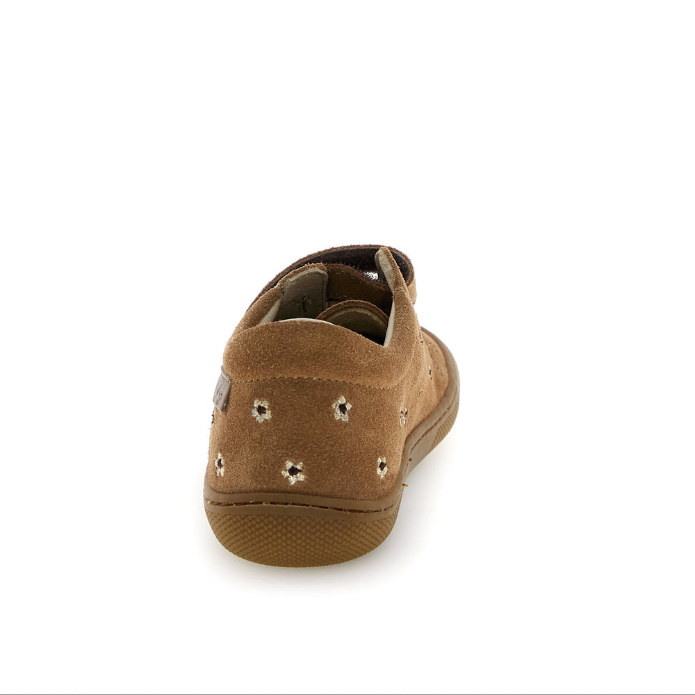 Naturino Barefoot Rabir Velcros Daisies Brown Platinum