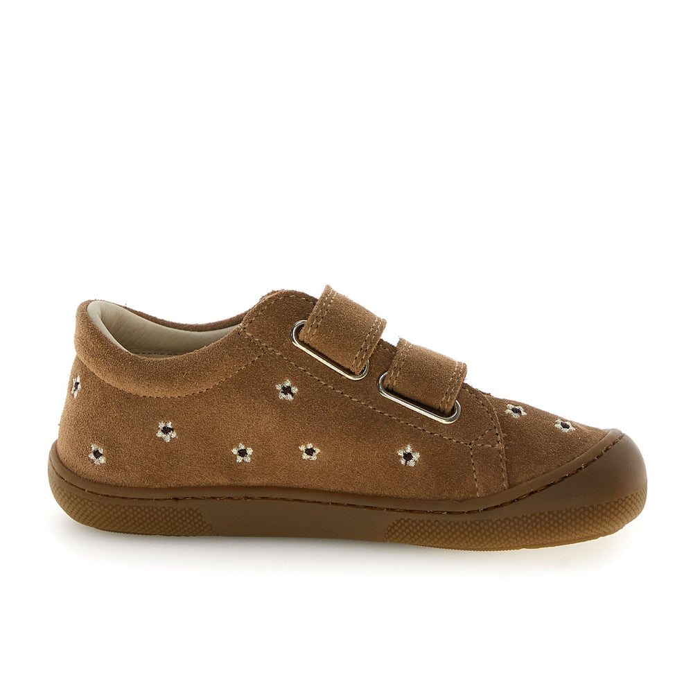 Naturino Barefoot Rabir Velcros Daisies Brown Platinum