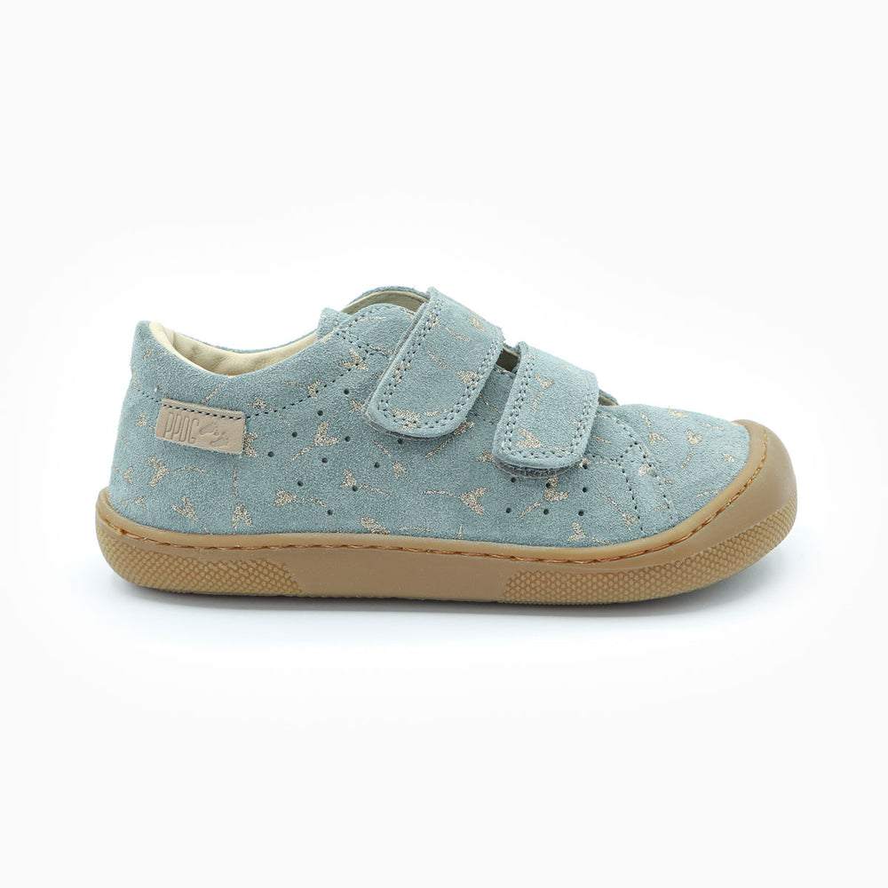 Naturino Barefoot Rabir Velcros Glitter Flower Hearth Cloud Platinum