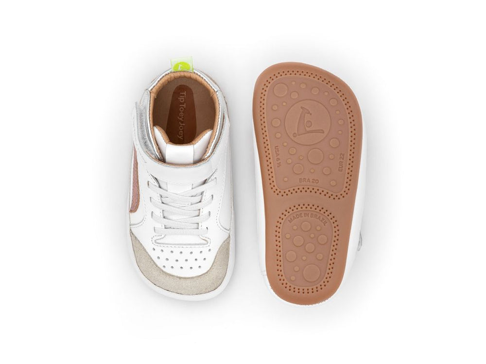 Tip Toey Joey Primeiros Landy High Top White Rose Gold Sterling Silver