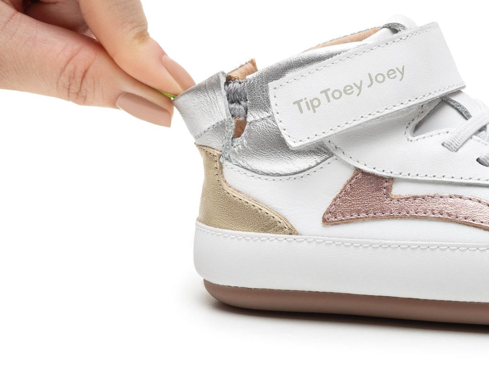 Tip Toey Joey Primeiros Landy High Top White Rose Gold Sterling Silver