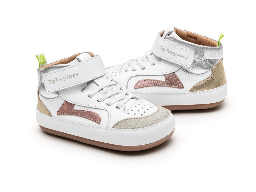 Tip Toey Joey Primeiros Landy High Top White Rose Gold Sterling Silver