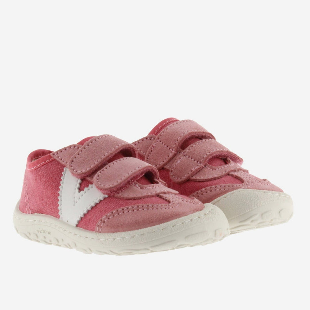 Victoria Barefoot Bosco Velcros Lona Fresa