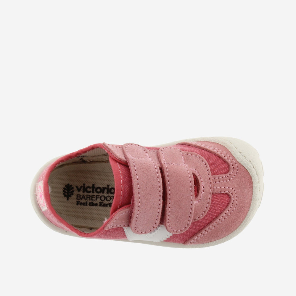 Victoria Barefoot Bosco Velcros Lona Fresa