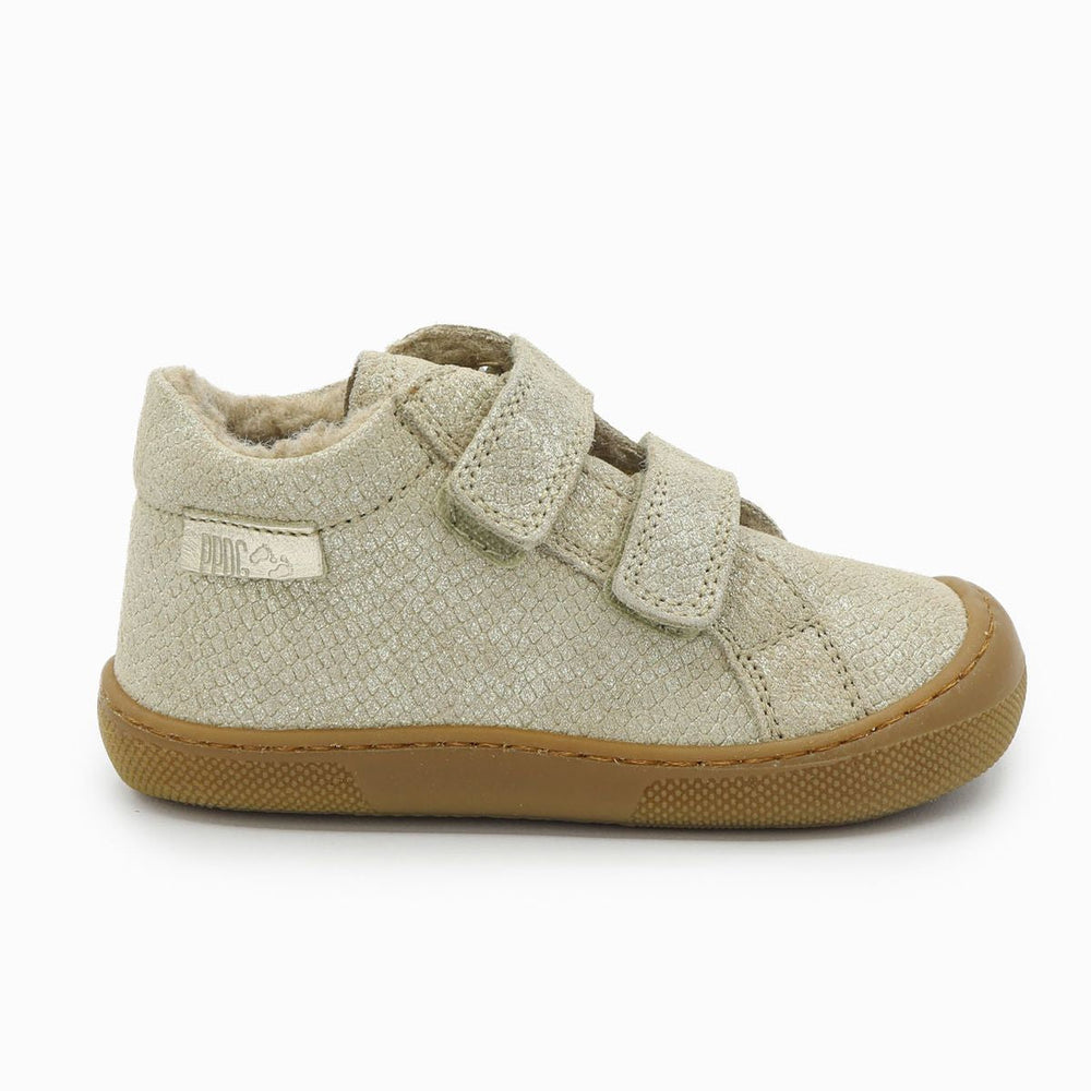 Naturino Barefoot Kommy con velcros Lizard con lana platino