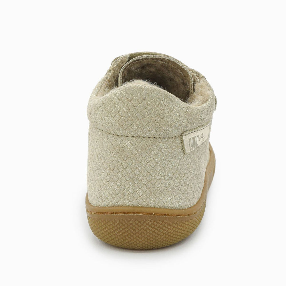 Naturino Barefoot Kommy con velcros Lizard con lana platino