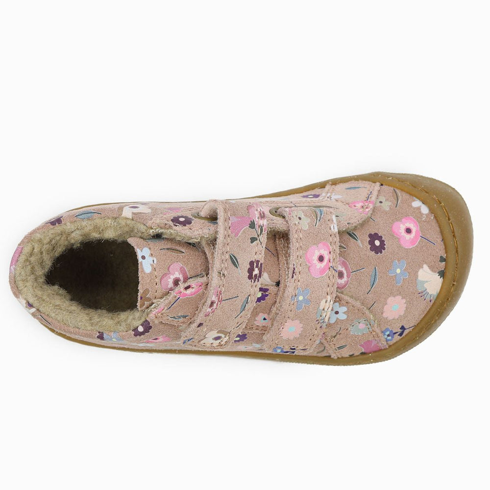 Naturino Barefoot Kommy Velcros Suede Flowering Wool Rose