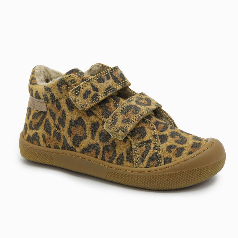 Naturino Barefoot Kommy con velcros, ante jaguar, lana marrón