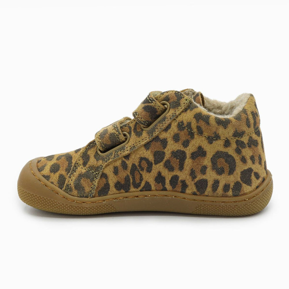 Naturino Barefoot Kommy con velcros, ante jaguar, lana marrón