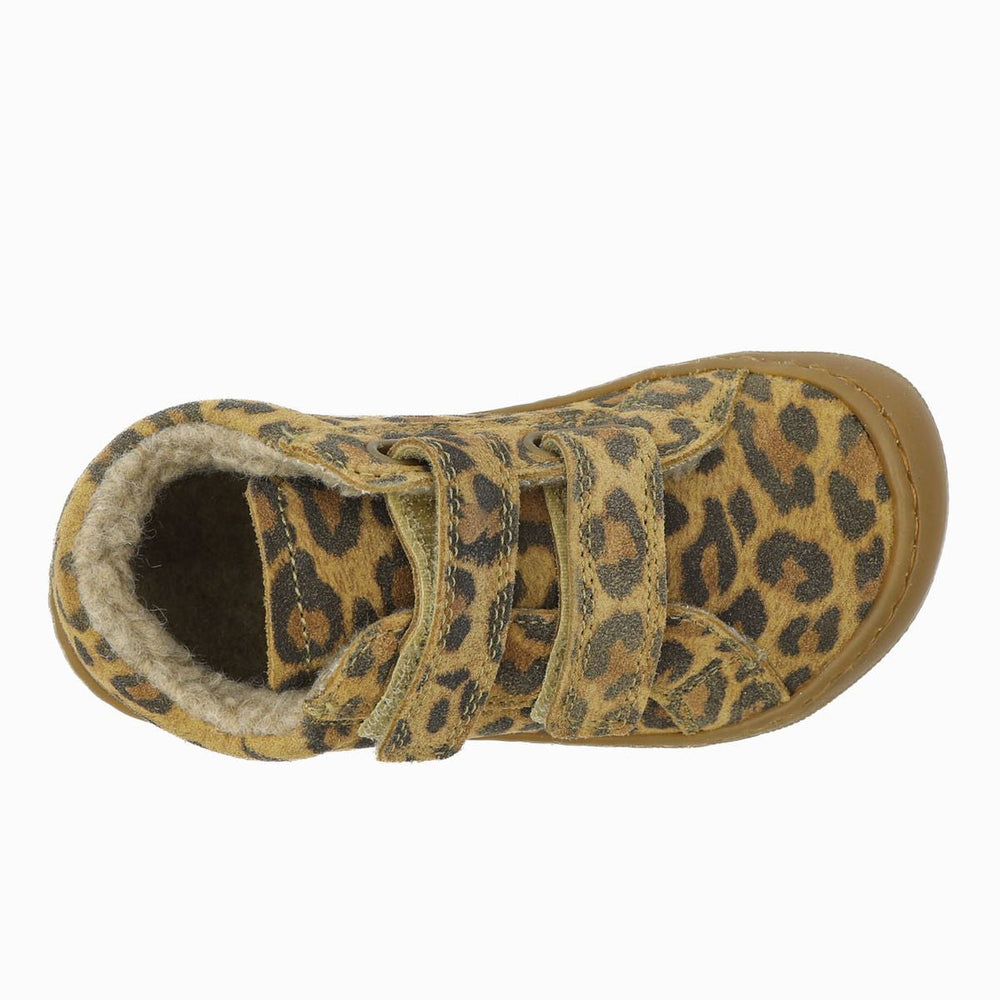 Naturino Barefoot Kommy con velcros, ante jaguar, lana marrón