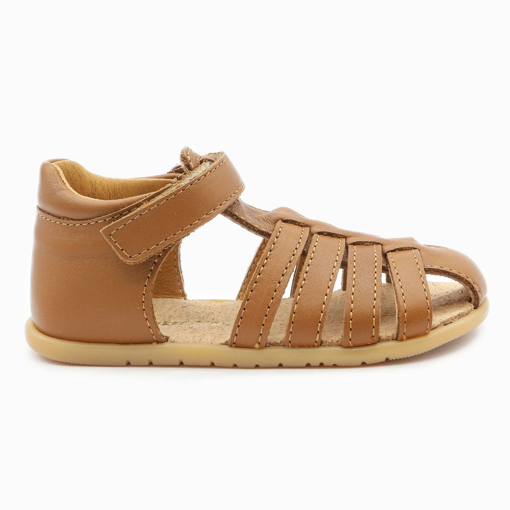 Babybotte barefoot Gaufrette Velcros Cognac