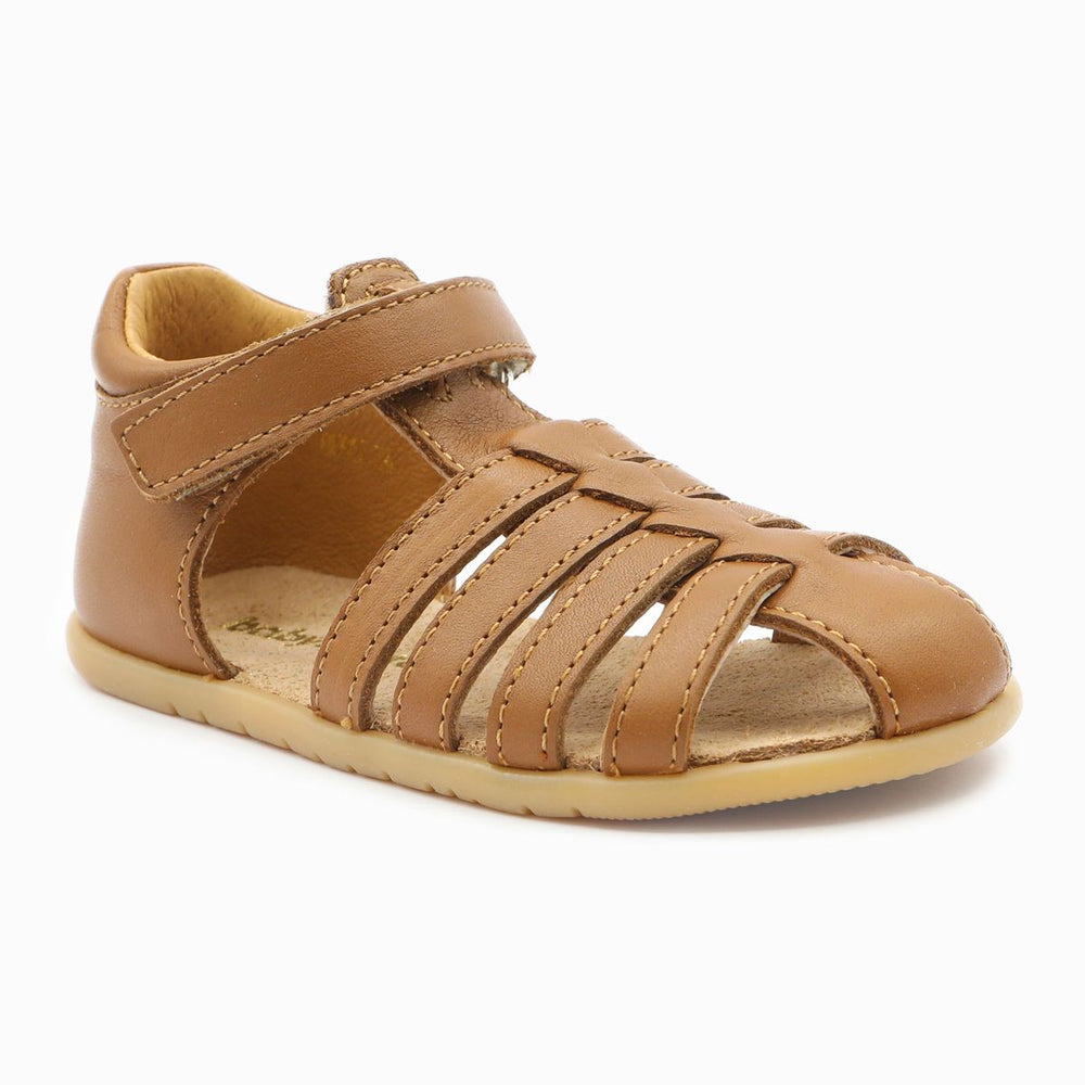 Babybotte barefoot Gaufrette Velcros Cognac