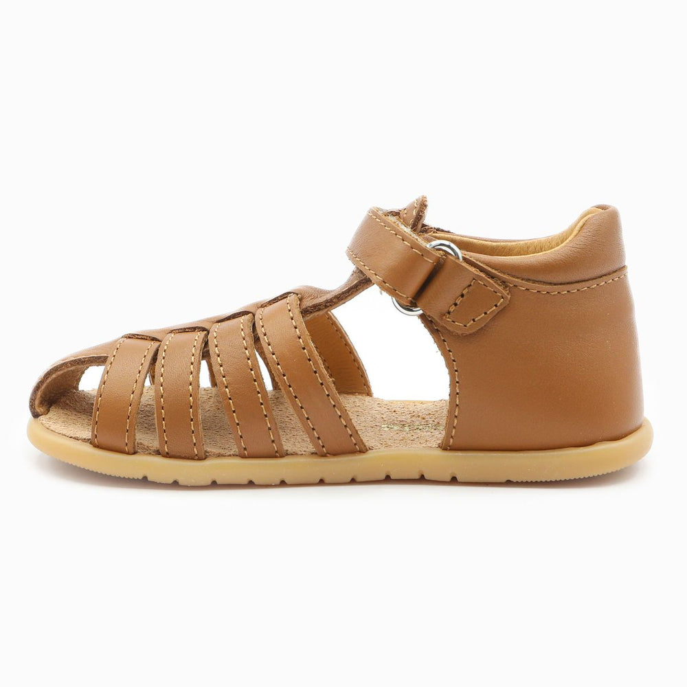 Babybotte barefoot Gaufrette Velcros Cognac