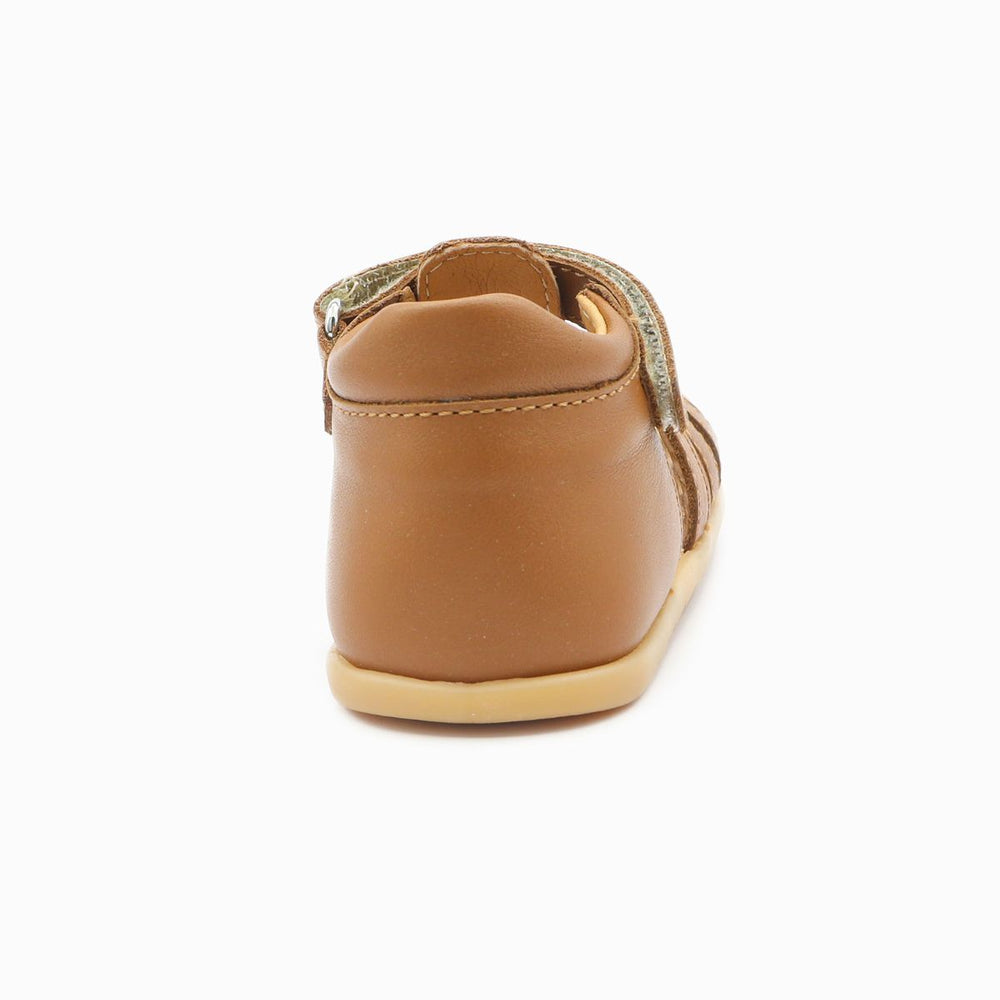 Babybotte barefoot Gaufrette Velcros Cognac
