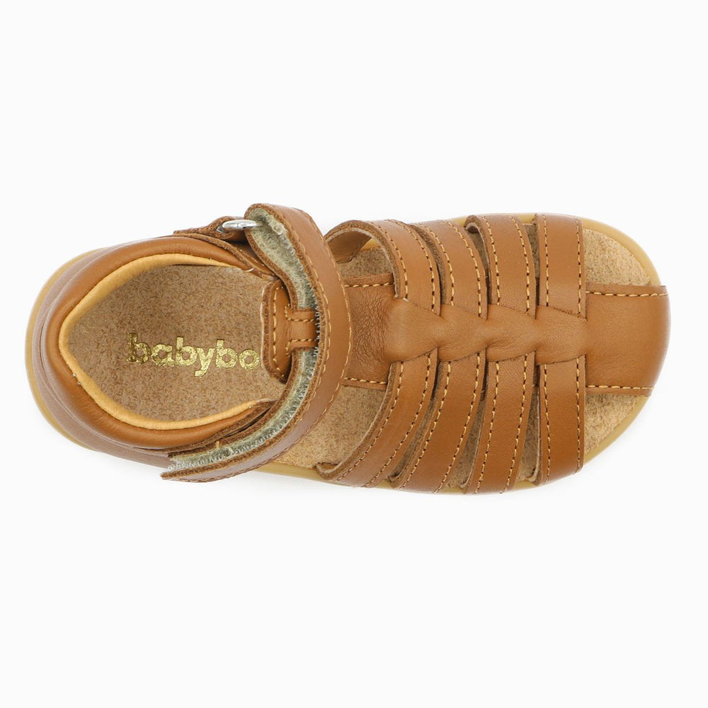Babybotte barefoot Gaufrette Velcros Cognac
