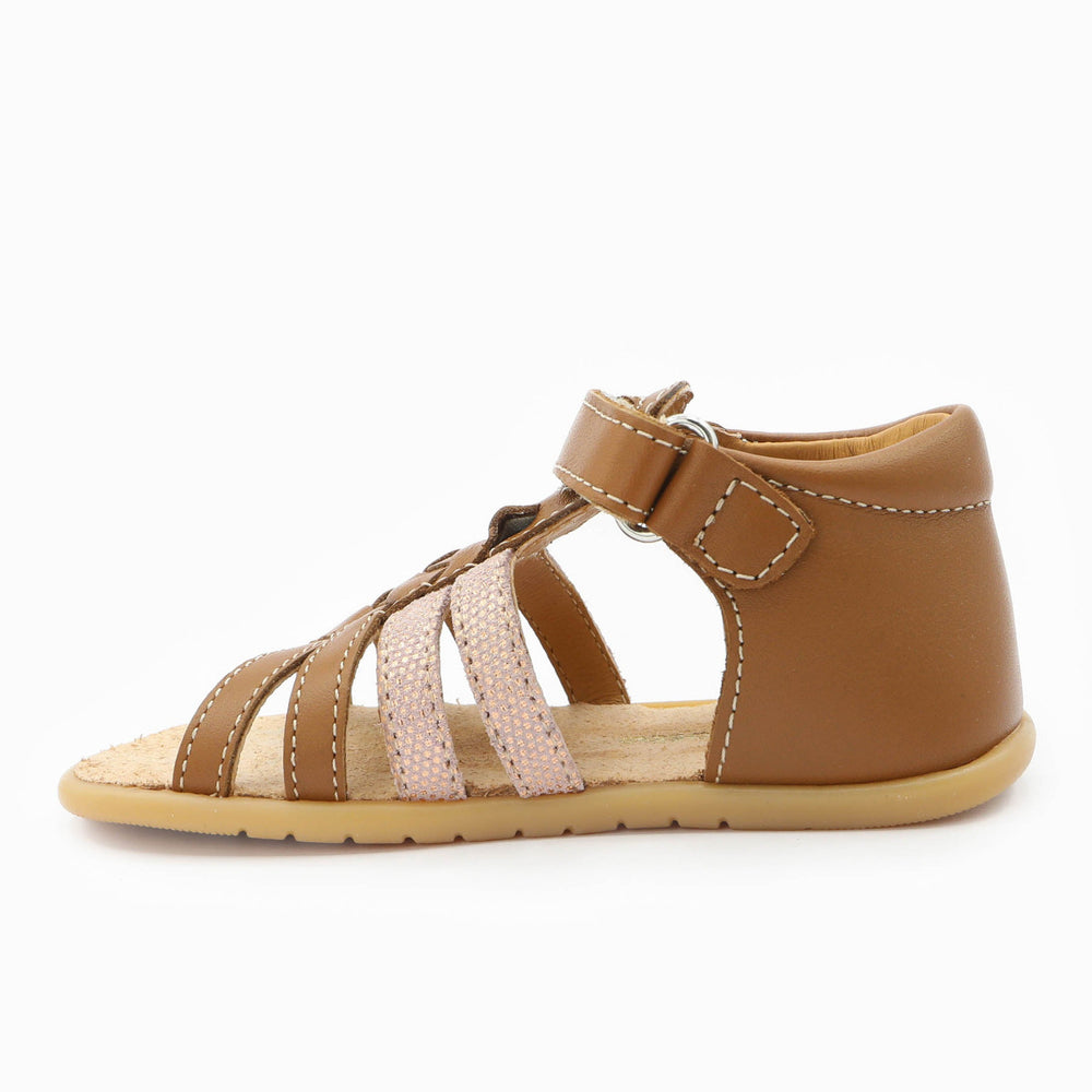 Babybotte barefoot Tourbillon Velcros Cognac