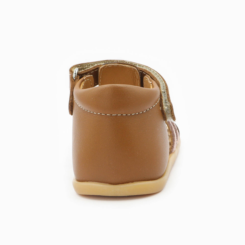 Babybotte barefoot Tourbillon Velcros Cognac