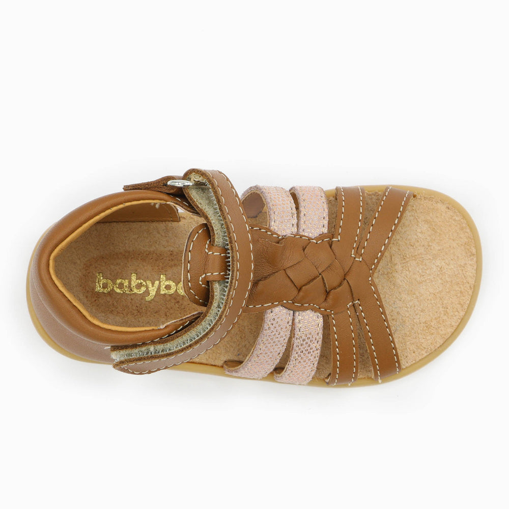 Babybotte barefoot Tourbillon Velcros Cognac