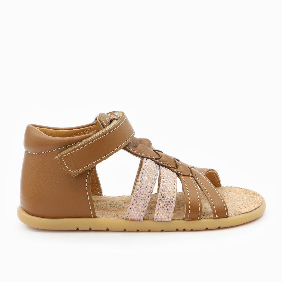 Babybotte barefoot Tourbillon Velcros Cognac