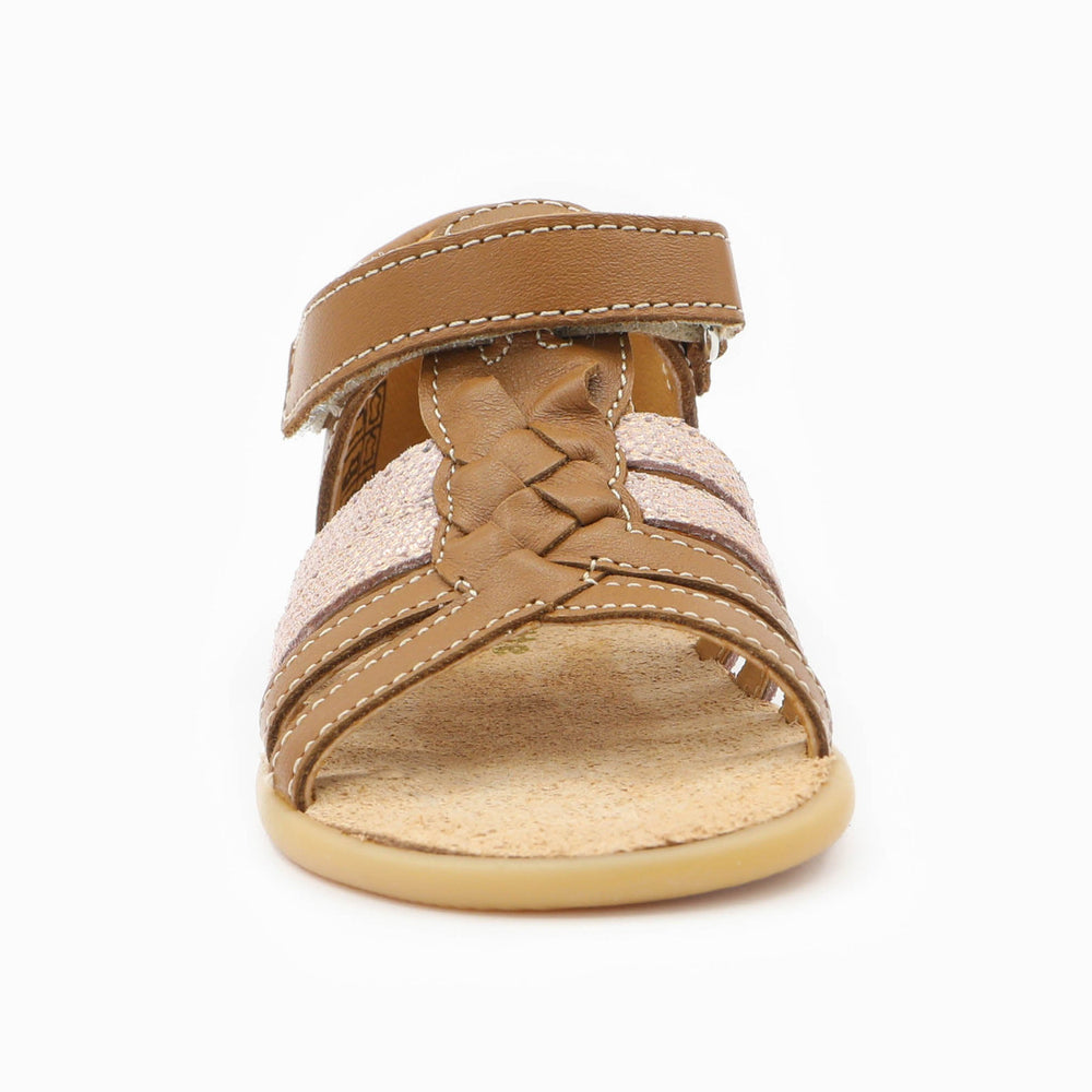 Babybotte barefoot Tourbillon Velcros Cognac